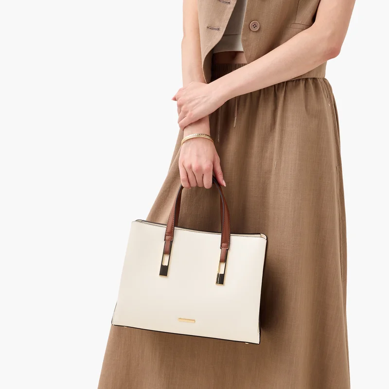 ساشا Sasha Solid Tote Bag in Cream for Women